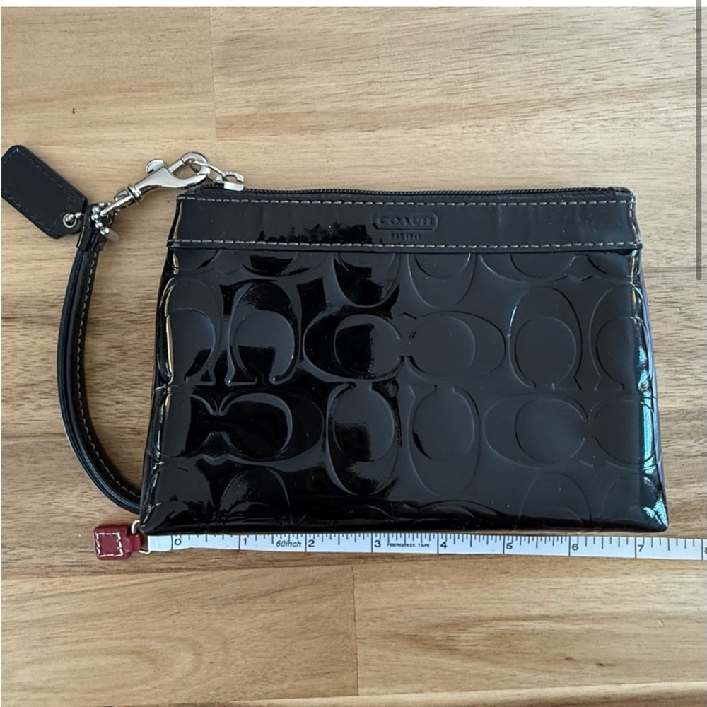 Coach Black Embossed Wristlet